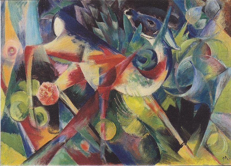 Franz Marc Deer in flower garden china oil painting image